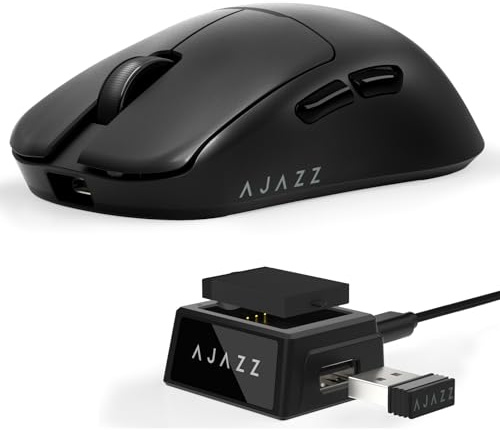 Free wolf X AJAZZ AJ159 V2 Wireless Hot-Swappable Battery Gaming Mouse | Tri-Mode (2.4G/Bluetooth/Wired), PAW3395 Sensor, 54g Lightweight, Up to 32000 DPI , 1000Hz Polling Rate (Black)