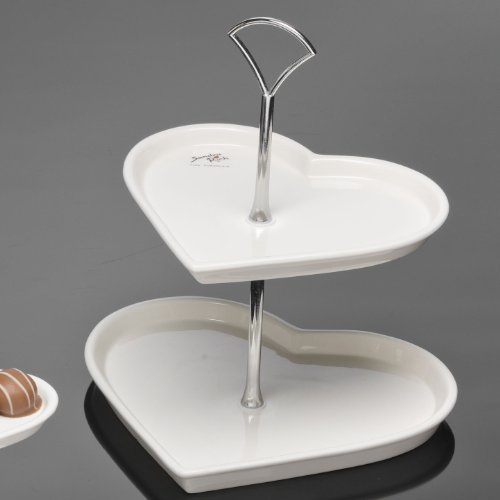 Étagère HEART, Herz Porzellan Kuchenplatte zweistöckig, 26 cm