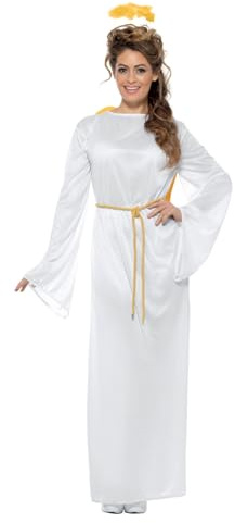 Smiffys Angel Gabriel Costume, Unisex, White with Robe, Belt, Wings & Halo, Christmas Adult Fancy Dress, Angel Dress Up Costumes