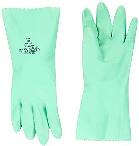 Polyco 326 Optima Chemical Resistant Flock Lined Gloves, Single Pair, Size 9/Large, Green