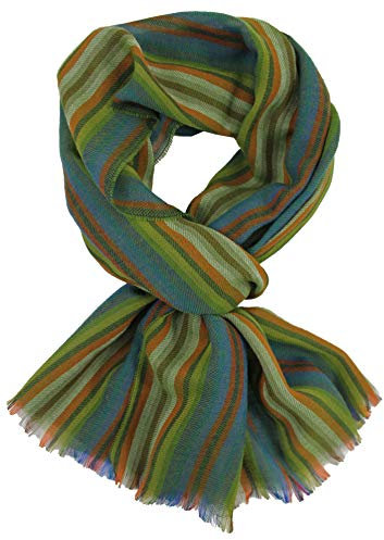 Rotfuchs Schal Webschal Streifen modisch grün 100% Wolle (Merino) R-632