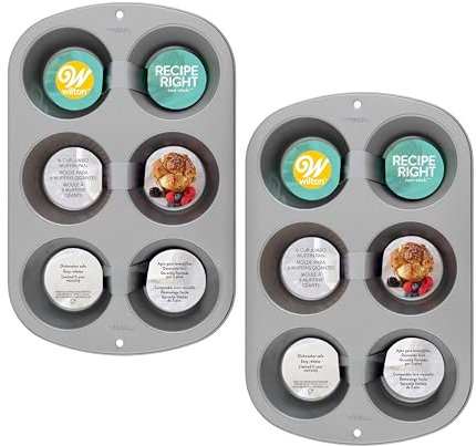 Wilton Jumbo-Muffin-Form, Recipe Right, Antihaft, Standard, 6 Vertiefungen, 2er-Pack