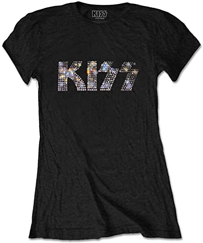 KISS Ladies T-Shirt Logo (Diamante) Multicoloured