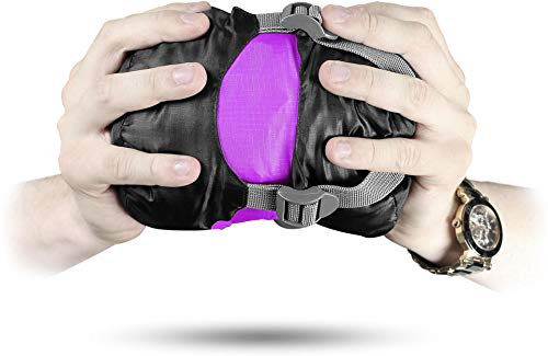 normani Ultralight Schlafsack Runty KOMPAKTE GRÖßE! 3D Mikrofaser Microtech Füllung, wasserdichter Sommerschlafsack Farbe Purple Größe 210 cm x 75 cm x 60 cm (Links)