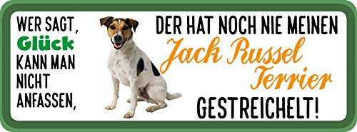 Schatzmix Spruch nie Jack Russel Terrier gestreichelt Metallschild 27x10 cm Wanddeko tin Sign Blechschild, Blech, Mehrfarbig, 20x30 cm
