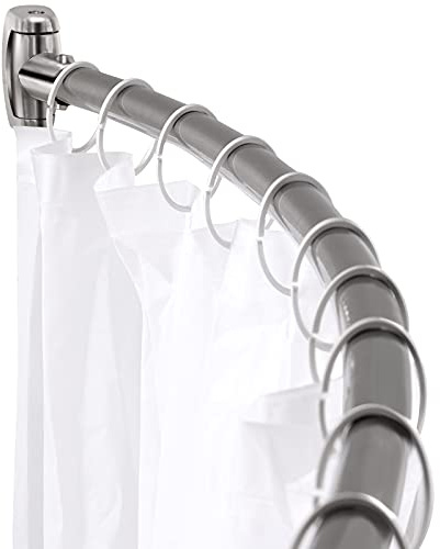 Chrsouly Asta per tenda da doccia curva regolabile, 106,7-188 cm, extra larga, antiruggine, in acciaio inossidabile di alta qualità, asta curva per tenda da doccia per bagno, necessita di forare