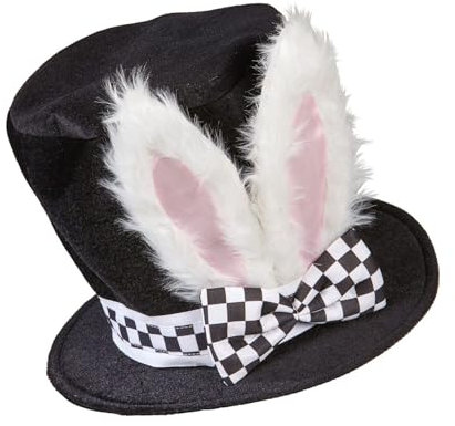 W WIDMANN MILANO Party Fashion 10021 - Zylinder mit formbaren Hasen-Ohren, Kaninchen, Wunderland, Märchen, Hut, Mottoparty, Karneval