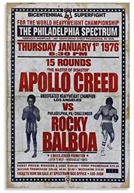 CUQ Rocky Balboa Vs Apollo Motivierendes Vintage-Poster, Heimdekoration, Wanddekoration, Geschenk, Leinwand, Wandkunst, Schlafzimmer, 20 x 30 cm