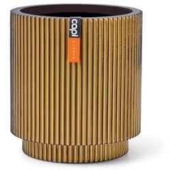 Capi Europe - Gefäß Zylinder Groove Black & Gold - 11x12 - Gold - Öffnung Ø10 - Blumentopf für drinnen - BGVGB312