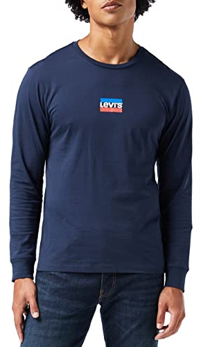 Levi's Men's Long-Sleeve Standard Graphic Tee T-Shirt, Mini Sportswear - Dress Blues, XS
