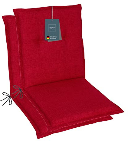 LILENO HOME Lot de 2 coussins pour chaise de jardin à dossier bas - Bordeaux - Chaise longue confortable pour meubles de jardin - Coussins de chaise pour chaises de jardin et chaises pliantes