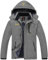 donhobo Herren Outdoor Wanderjacke Schneejacke Winddicht wasserdichte Softshelljacke Winter Warm Fleecejacken Skijacken mit Kapuzen (Mittelgrau,S)