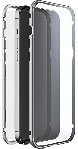 Black Rock - Hülle 360 Grad Glass Case Passend für Apple iPhone 14 Pro Max I Handyhülle, Magnet Verschluss (Transparent mit silbernem Rahmen)