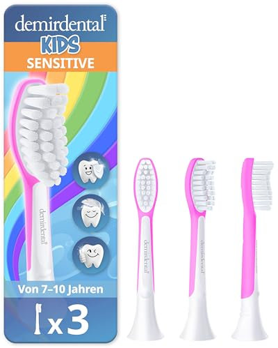 3er demirdental for Kids Ersatzbürsten passend für Philips Sonicare Kinder Schallzahnbürsten von 7 bis 10 Jahren, entspricht HX6043 HX6044, Magenta Lila
