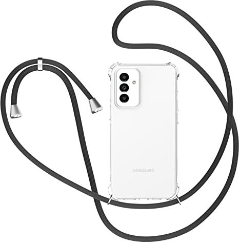 XTCASE Handykette für Samsung Galaxy A34 5G Hülle mit Band, Transparent Silikon Handyhülle für Samsung Galaxy A34 5G mit Kette Stossfest Schutzhülle - Schnur mit Case zum Umhängen in Schwarz