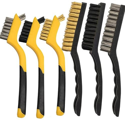 Sayago 6 Pcs Drahtbürste Set Drahtbürste Edelstahl Metallbürste Klein Drahtbürste mit Kunststoffgriffe Reinigung Drahtbürste zur Reinigung Schweiß Schmutz Schlacken Rost (6 Stück)