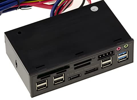 KALEA-INFORMATIQUE Panel Frontal para bahía multipuerto de 5,25: CF SD MicroSD MMC USB2 USB3 eSATA SATA Audio 12V 5V