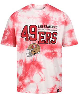 Recovered San Francisco 49ers NFL Tie-Dye Relaxed Oversized T-Shirt Red White - S