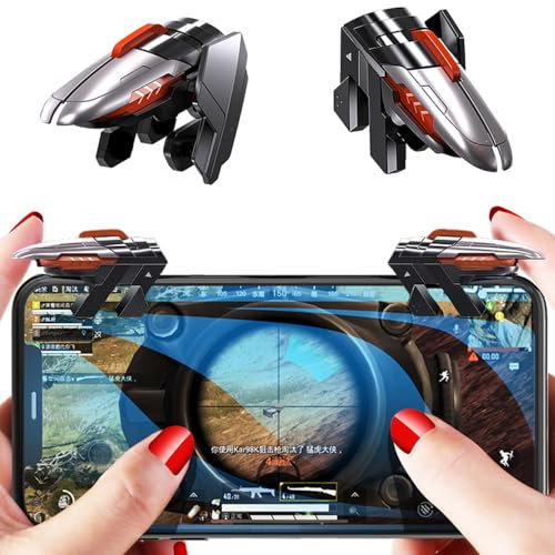 Rakizbe PUBG Mobile Game Triggers, 4 Trigger [6 Finger Bedienung] Hochempfindliches Schießzielen Gaming Controller Gamepad Grip Joysticks Tasten