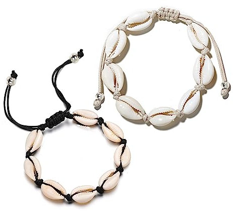 Only faith Bracelet de cheville réglable tissé en coquillages naturels de mer pour la plage et l'été Bracelet en tissu avec escargots de cheville pour femme Fait à la main, Standard, Coquillages