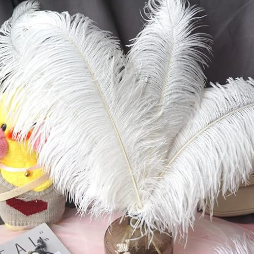 Décoration de panaches de plumes d'autruche blanches 15-70cm Grandes plumes d'autruche Centres de table Carnaval Accessoires de fête de mariage Décoration-55-60cm Big pole, 5pcs