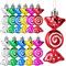 Threan 12 Pieces Christmas Candy Ornaments Hanging Glitter Candy Cane Decoration Christmas Tree Peppermint Ornaments with Golden Ropes for Xmas Halloween Party Decorations(Mix Colors)