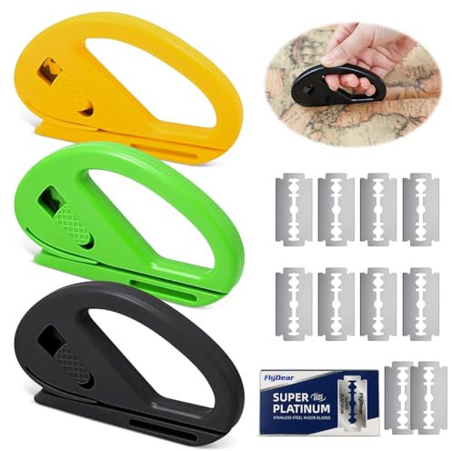 Lot de 3 Coupe-papier d'emballage Coulissant RemplaçAble [avec 10 Lames] Massicot de Papier Emballage Cadeau coupe-papier rouleau simple, outil de coupe d'emballage cadeau de Noël