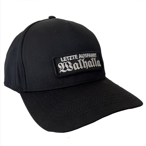 No Face No Name Basecap Letzte Ausfahrt Walhalla in schwarz I Unisex frei einstellbar I Wikinger Odin Thor Asgard Biker (schwarz)