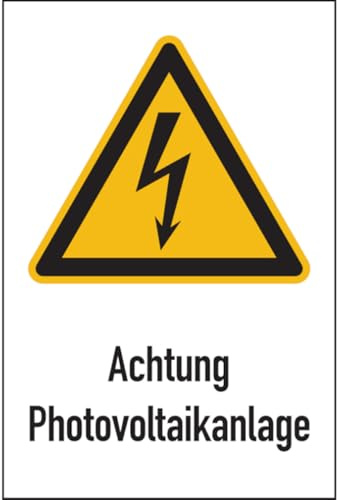 Dreifke® Aufkleber | Kombi-Warnschild, Achtung Photovoltaikanlage, W012-200x300 mm Folie selbstklebend
