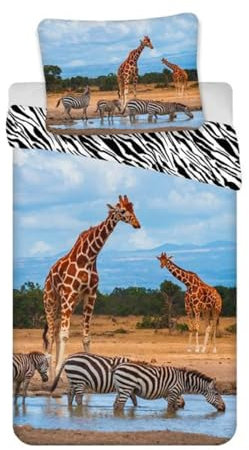 BrandMac Safari Bettwäsche Set mit Giraffe 140 x 200 cm 60 x 63 cm