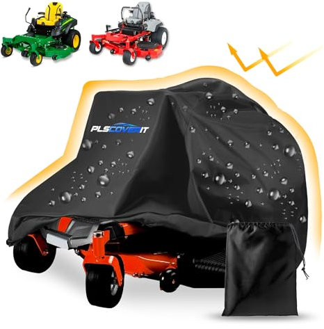 Plscoverit Zero-Turn Mower Cover, Heavy Duty 600D Oxford Lawn Mower Covers, Waterproof Universal Fit Tractor Cover with Drawstring & Storage Bag, UV, Dust, Wind for Outdoor Garden Storage,72×54×46 in