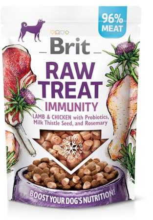 Brit Raw Treat Immunity, gefriergetrocknetes Leckerli und Topper, Lamm & Huhn, 40 g