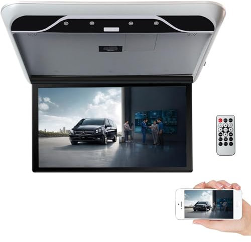 Car Overhead Mount Monitor, 19-inch Car High-definition Ceiling Monitor with Touch Display, Support USB TF HDMI, Superior Sound and Screen Mirroring Support