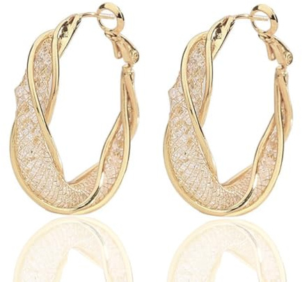 WJRQD Hypoallergene Creolen Ohrringe für Damen - Strass besetzte Kreolen in Gold & Silber 925 - Perfekt für Frauen & Mädchen