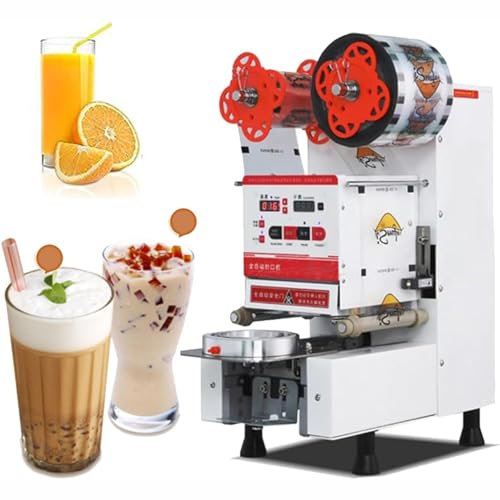 GYQSSD 480W Fully Automatic Cup Sealing Machine, Electric Commercial Cup Sealer Bubble Tea Cup Sealer for 90/95mm Plastic& Paper Cup, 400-600 Cups/Hour,White