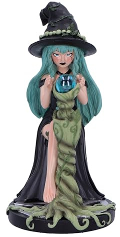 Nemesis Now Salbei-Zucker- und Gewürzfigur, 17,5 cm, Kunstharz, schwarz/grün, von der Natur inspirierte Hexe Kristallkugel, ätherische Hexe in der Natur, gegossen aus feinstem Harz, fachmännisch