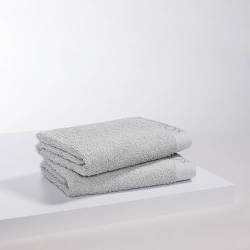s.Oliver 2 TLG Handtuch Set 50x100cm - 100% Baumwolle, 600 g/m², weich & saugstark, Doppelpack Handtücher hellgrau