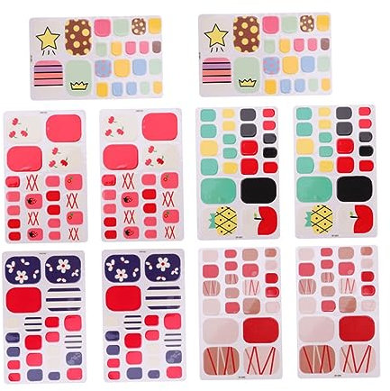 BELLIFFY 10pièces Ongles Autocollants Pour Décoration De Manucure Lot De Autocollants Pour Ongles Orteils Adhésifs Sans Abîmer Pour Femmes