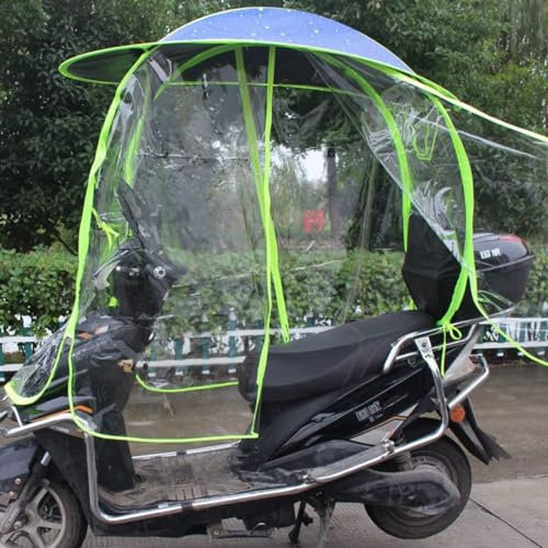 LXWKAI Regenschutzdach für Elektromobile, komplett geschlossener Regenschirm für Motorroller, wasserdicht, wegklappbar, universelles Sonnenschutzdach, Blau, C-Stil