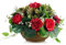 Grabschmuck künstlich Grabaufleger Kunstblumen Rosen im Topf für Grab Gedenkstätte Grabdenkmal wie Echt (Rot)