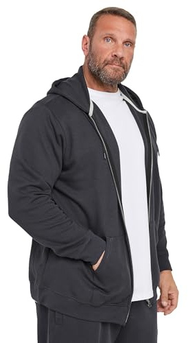 BadRhino Big & Tall Zip Through Diamond Quilted Hoodie - Men's - Plus Size Curve Grey