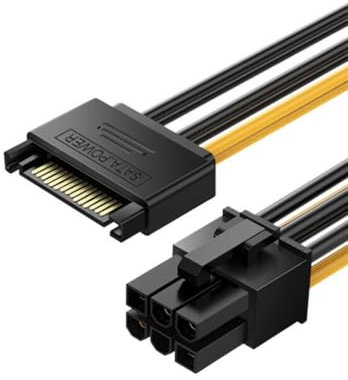 Fcnjsao SATA15Pin Auf 6Pin Stromkabel Für Grafikkarte Netzteilkabel Stabile Stromversorgung Schwer Entflammbare PVC Beschichtung