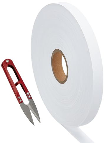 FINGERINSPIRE 200m Étiquettes de Nom de Vêtements Blanches Étiquettes de Tissu à Coudre Vierges 15mm Avec Ciseaux en Acier Inoxydable Étiquettes de Vêtements Nylon Personnalisées Rubans Nom Lavables