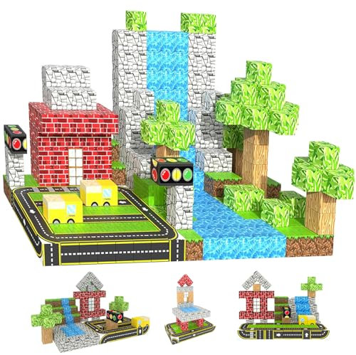 KEEPAA Magnetische Bausteine Magnetic Blocks - 100 Stück Junge und Mädchen Bauen Magnetische Bauwelt Set - Montessori Kreative Spielzeug