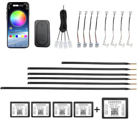 LED Innenbeleuchtung Auto,Acryl Auto Ambientebeleuchtung Strip mit 593LEDs Fiber Optic Ambient Lighting Kits,16 Million Colors Sound Active Function Neon Lights,Atmosphäre Lich (Dreamcolor 18 in 1)