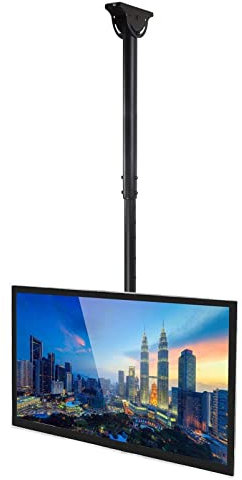 DRFGNF Verstellbare TV-Deckenhalterung - TV-Wandhalterung passend für 32-65 Zoll 4K-Fernseher, höhenverstellbar, teleskopierbar, neig- und schwenkbar, Flachbildschirm, Schwarz (