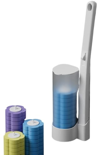 Dissolvable Toilet Brush Set - Eco Paper Heads W/Cleaning Gel, Extendable Handle for Rim Cleaning, Plastic-Free Bathroom Cleaning Kit (Ocean)