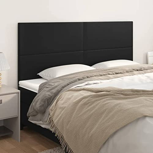 QJBSAVVA Kopfteil Bett 200 x 118/128 cm Schwarz Kunstleder Hohe Rückenlehne Höhenverstellbar Modernes Design Bequemes Wandpolster für Schlafzimmer und Gästezimmer