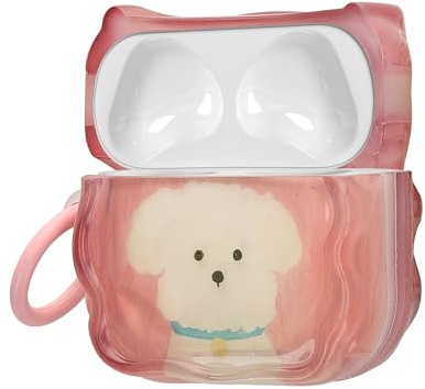 kwmobile In-Ear Kopfhörer Case für Apple Airpods 4 Hülle mit Karabiner - Headphones Case - Earphones Cover Etui - Weißer Terrier