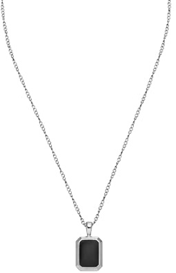 Purelei Midnight Kette Herren – wasserfest & verstellbar | Edelstahlkette mit rechteckigem Anhänger & schwarzem Inlay | Minimalistisches Statement-Piece für jeden Tag